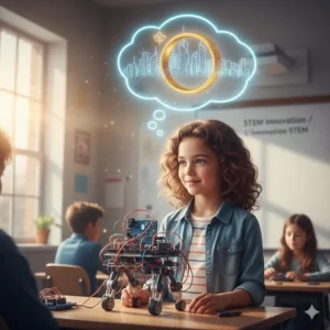 Inspirational illustration of a young Canadian student using an Arduino starter kit for kids to explore future careers in engineering and tech.