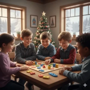 An educational arts and crafts kit for kids featuring DIY Christmas ornaments with a Canadian maple leaf theme.