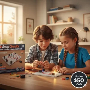 Snap-together electronic circuit board for beginners, affordable STEM toys Canada under $50 focus.