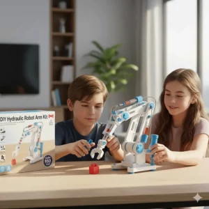 DIY hydraulic robot arm kit demonstrating mechanical engineering, affordable STEM gift under $50 Canada.
