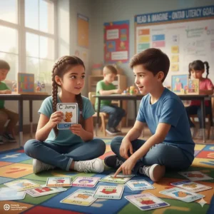 Phonics-based storytelling cards and literacy toys designed to meet Ontario Ministry of Education language arts goals.