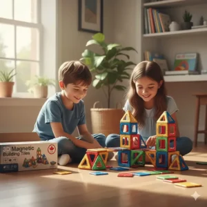 3D magnetic building blocks set for creative engineering, top-rated affordable STEM toy in Canada.