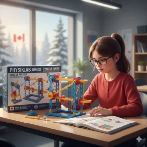 Mechanical engineering science kit for kids designed to align with Canadian provincial school curriculums for physics and simple machines.
