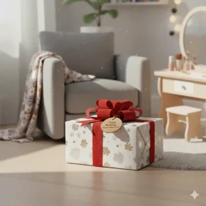 A gift-wrapped kids makeup vanity set, ideal for birthday or holiday gifting for children across Canada.