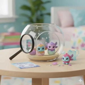 An illustration demonstrating the nurturing "hatch-to-life" process of Hatchimals toys.