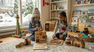 Eco-friendly wooden educational toys for 3 year olds made from sustainable Canadian maple wood.