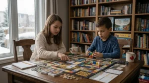 Canadian grandparents and grandchildren bonding over a classic card-based board game.