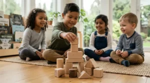 Handcrafted FSC-certified maple wood stacking blocks, a popular choice for eco-friendly toys in Canada.