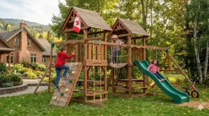 Kids using binoculars and bug catching kits while camping in a Canadian National Park.