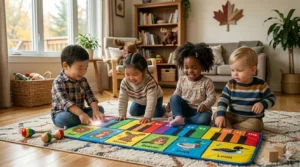 A classic rainbow xylophone for babies made from polished birch, fostering an early love for music and rhythm through simple baby musical toys.