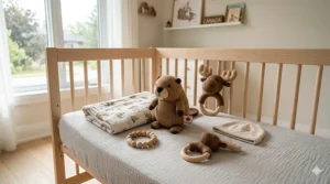 A high-detail flat lay composition showing the colorful contents of an unboxed jewelry making kit for girls spread out on a clean white surface, featuring hundreds of diverse beads and several silver maple leaf charms.