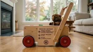 Ideal indoor active play with Canadian made baby push toys for toddlers, keeping children engaged during cold winter months.