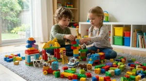 Enfants apprenant les chiffres et les formes avec des ensembles Lego Duplo / Enfants apprenant les chiffres et les formes avec des ensembles Lego Duplo