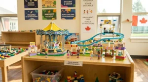 Colourful LEGO Friends amusement park set for kids.