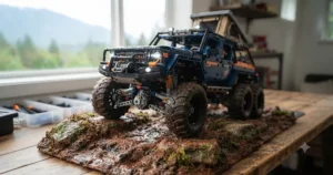 A rugged 4x4 off-road truck built as an advanced LEGO Technic project with independent suspension.