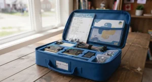 Compact, durable travel case holding the complete Python for kids kit for learning on the go.