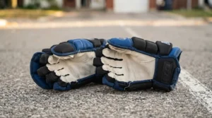 Padded street hockey gloves designed for hand protection and better grip