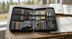 Complete professional drawing set with diverse sketching tools suitable for Canadian art students and experienced illustrators.