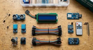 Canadian STEM student using an Arduino advanced kit to wire a breadboard during a robotics lab.