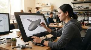 CAD software students designing scale aircraft models and aerospace components